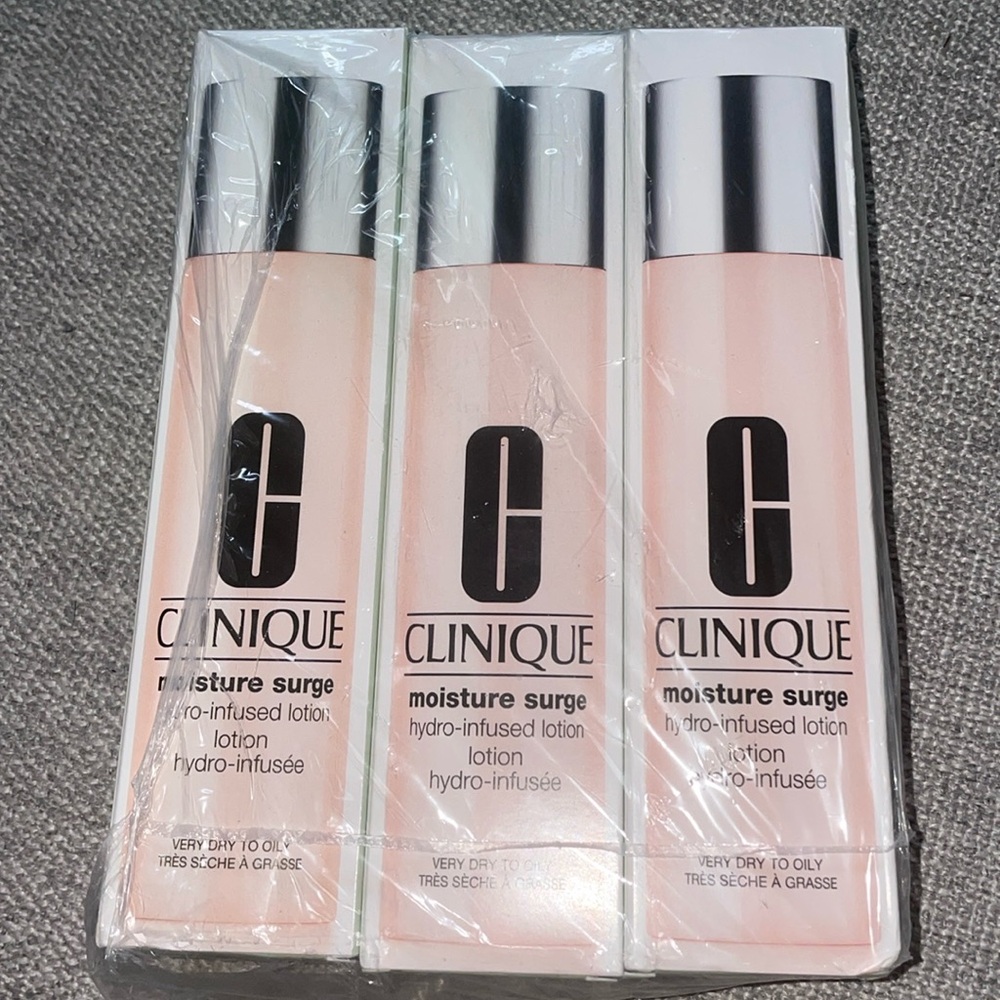 3 bottles Clinique moisture surge hydro infused lotion 6.7 Oz/200 ml each